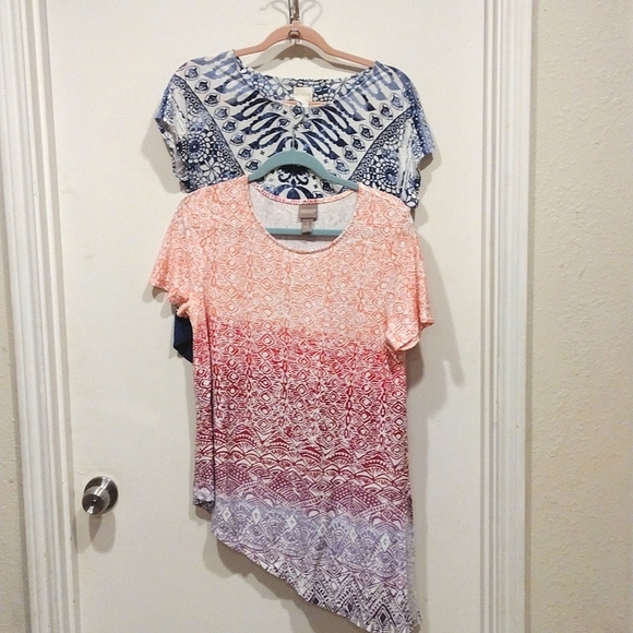 Chico's Tops - Chico's Lot of 2 Women's Vacation Style Tops Sz 1 (8)-Comfy Resort Wear Beach